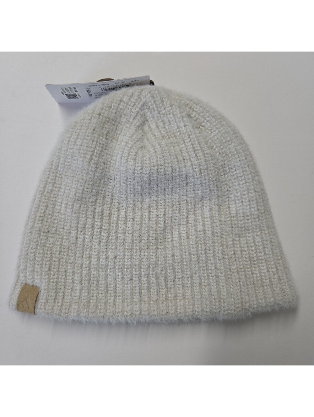 Adidas Women's Lifestyle Non Fold Beanie Knit Hat Cap Beige/White NWT